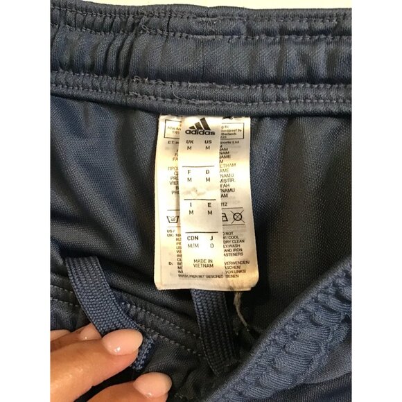 ADIDAS- MEN CHARCOAL/BLUE ELASTIC WAIST POCKETS JOGGER TRACK PANTS SIZE MEDIUM - Picture 3 of 6